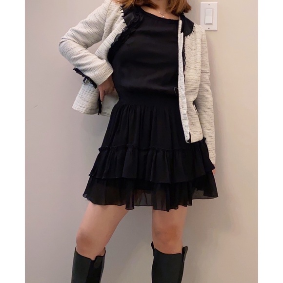 ZARA | Black Sleeveless Ruffled Tulle Mini Dress - Picture 2 of 7